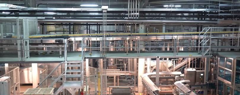 Elevated view of the production system